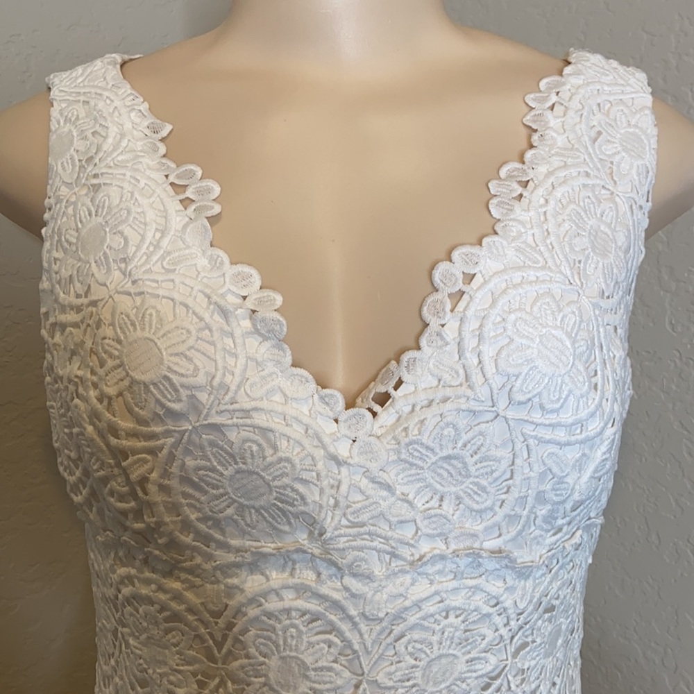 Adrianna Papell White Embroidered Dress
